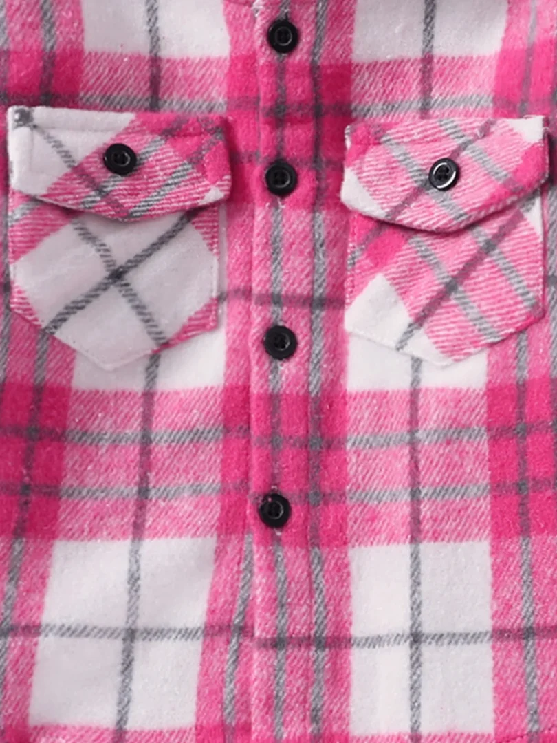 2pcs Kid Girl/Boy Grid Avant-garde Set with Lapel - Image 8