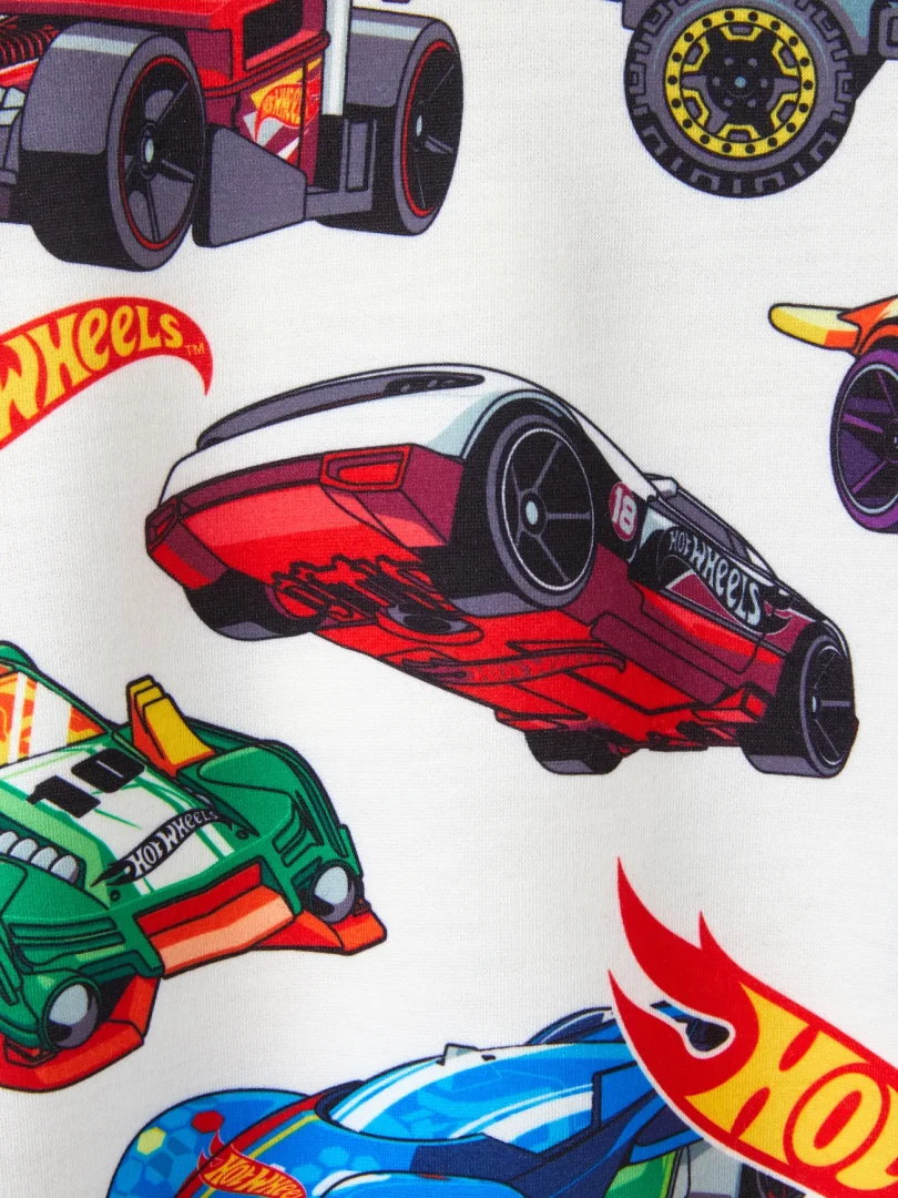 Hot Wheels 2pcs Toddler Boy Vehicle Race Car Print Sweatshirt and Elasticized Cotton Pants Set - Image 6