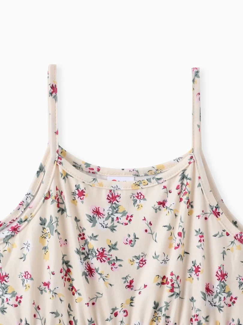 2pcs Toddler Girl Buttons Front Long-sleeve Jacket and Allover Floral Print Ruffle Slip Dress Set - Image 4