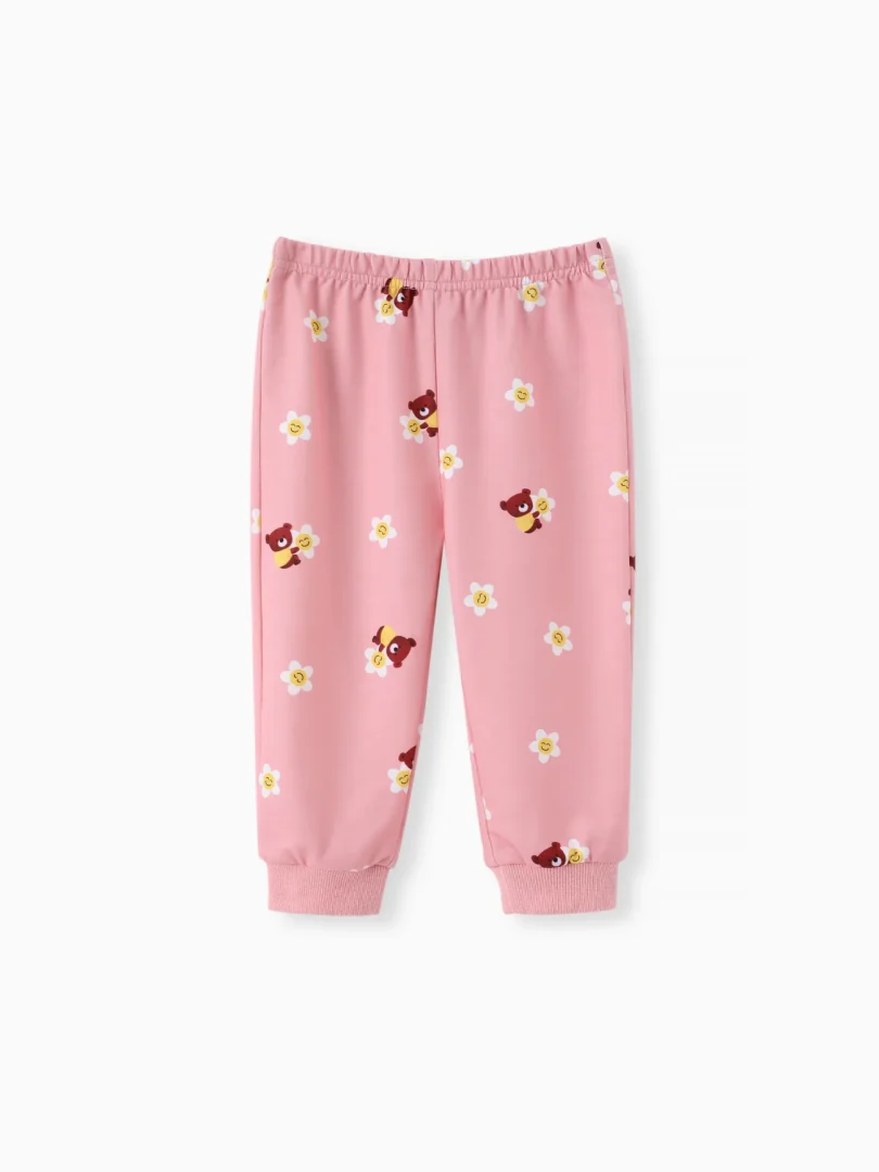 Baby Boy/Girl 2pcs Bear Print Sweatshirt and Pants Set - Image 5