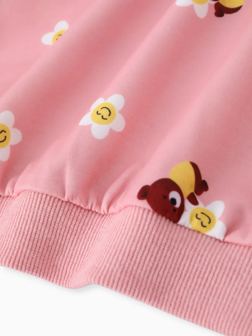 Baby Boy/Girl 2pcs Bear Print Sweatshirt and Pants Set - Image 4