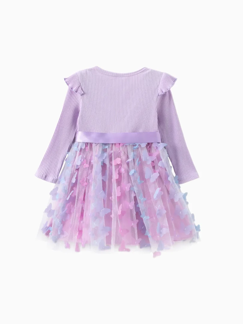 Toddler Girl Sweet Mesh Splice Dress share icon - Image 2