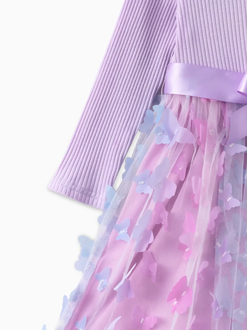Toddler Girl Sweet Mesh Splice Dress share icon - Image 3