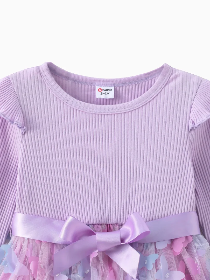 Toddler Girl Sweet Mesh Splice Dress share icon - Image 4