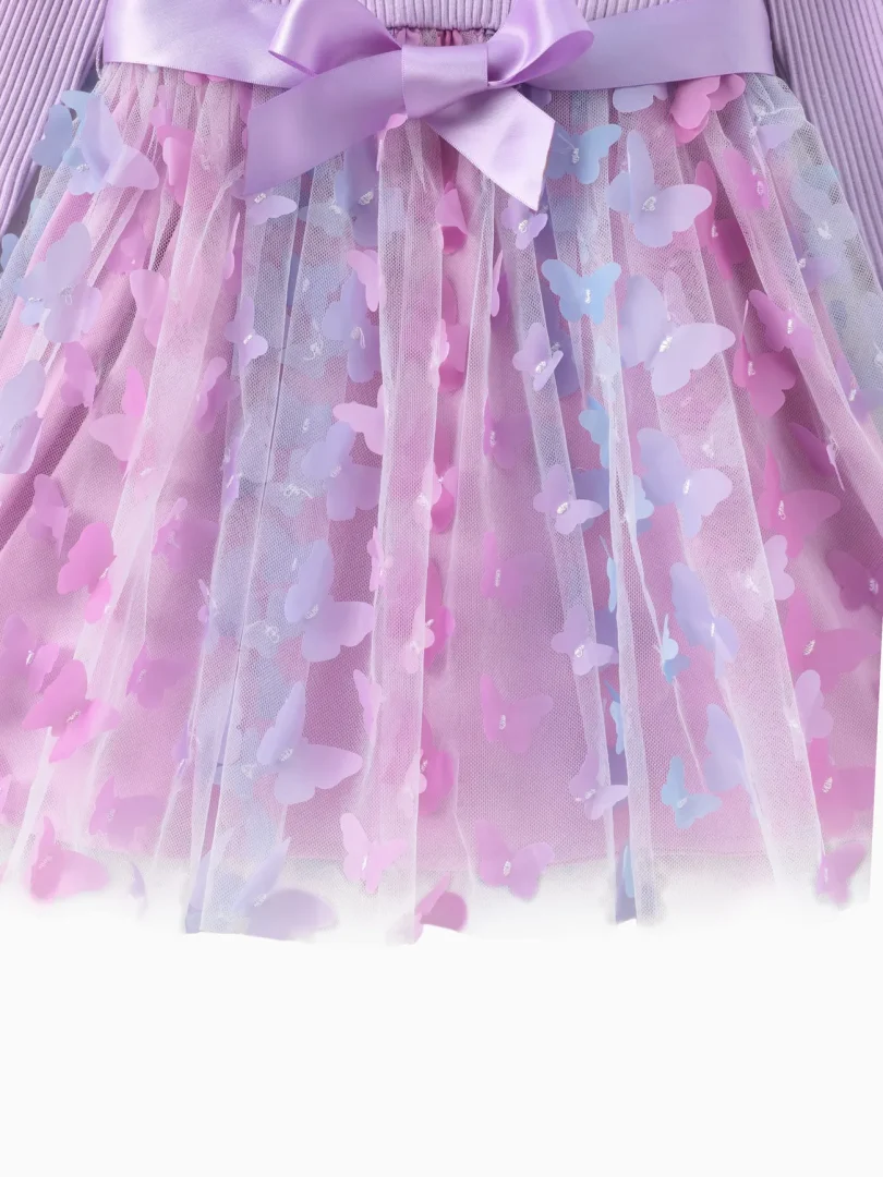 Toddler Girl Sweet Mesh Splice Dress share icon - Image 6