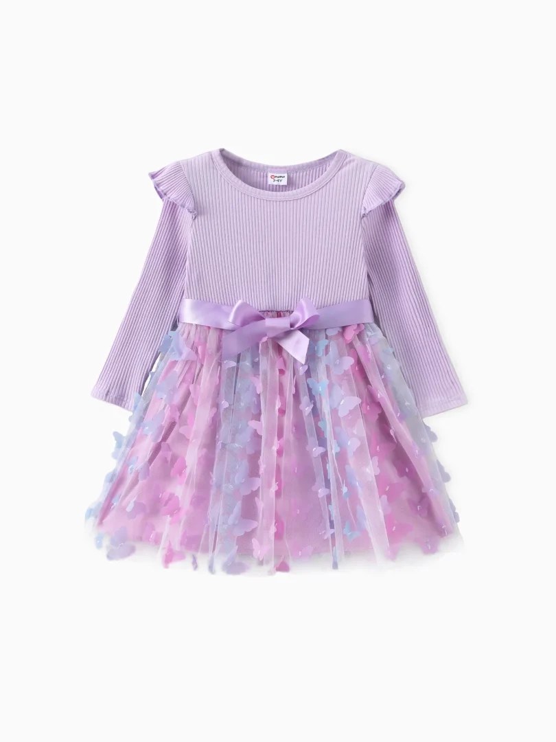 Toddler Girl Sweet Mesh Splice Dress share icon