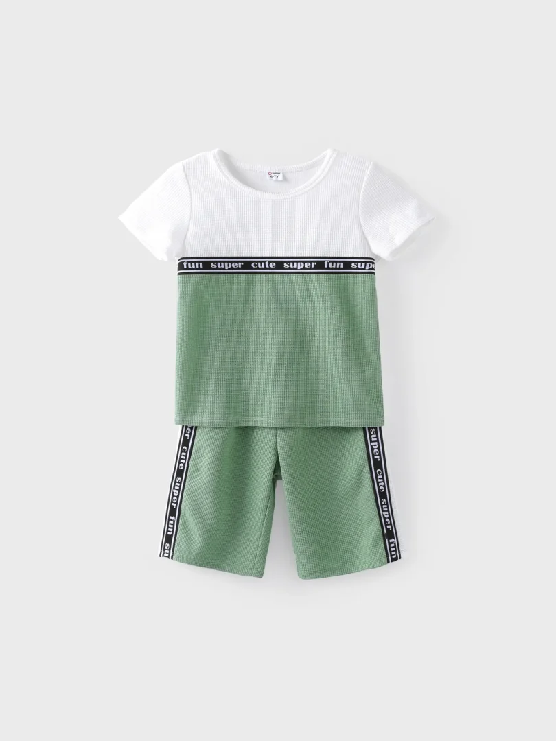 Kid Boy 2pcs Colorblock Tee and Shorts Set